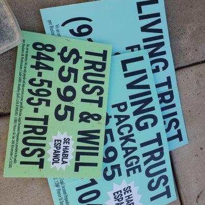 Monday Morning Trust Blights YOUR neighborhood with bandit signs. This attorney uses ILLEGAL bandit signs. Would you spend $1.00 with them??