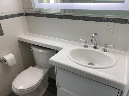 Newly refinished countertop sink