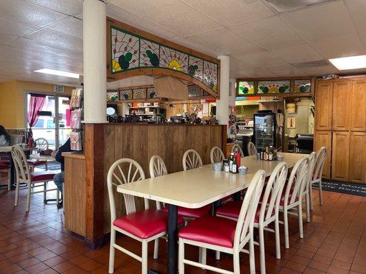 Dining area with collectibles...