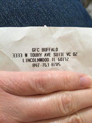 Location and phone number of G.F.C. Buffalo's.