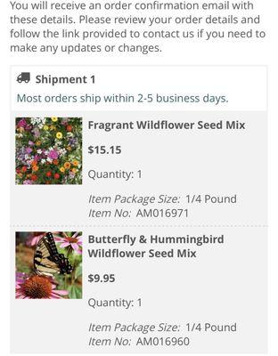 6/6/2023:  I ordered the wildflower seeds online.