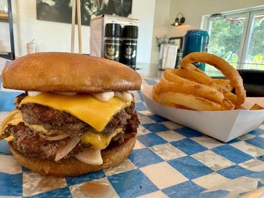 Double Cheeseburger  and onion rings