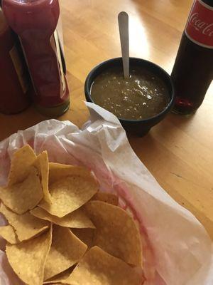 Crispy chips and hot salsa