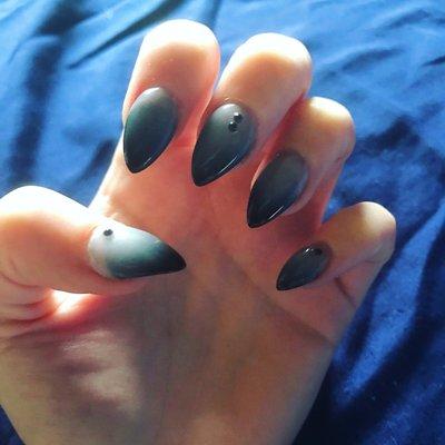 Black tipped stiletto nails