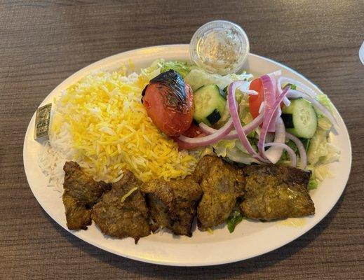 Filet Entree with 1/2 Saffron Basmati Rice and 1/2 Greek Salad