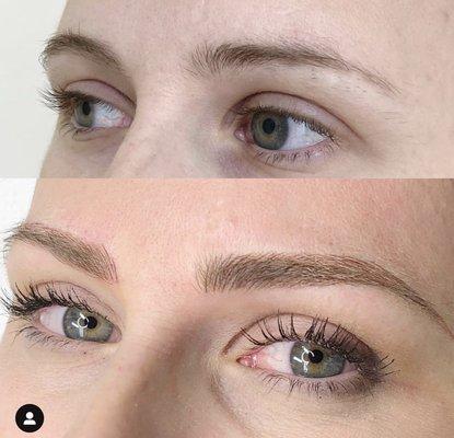 Blonde brows custom shaped for her face