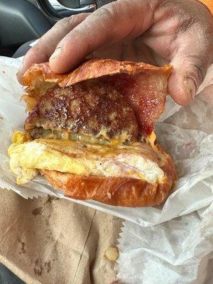 Sausage, Egg and Cheese Croissant Sandwich