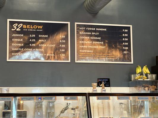 Menu / pricing