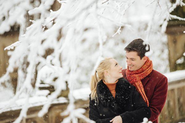 Snowy Central Park Engagement Session Photography