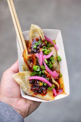 Veg Dumplings with Chili Crunch