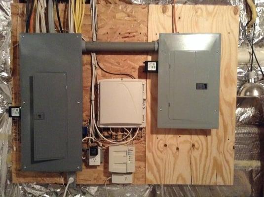 I added the small 20 space panel to the right of the existing equipment and connected it to a generator connection via a manu...