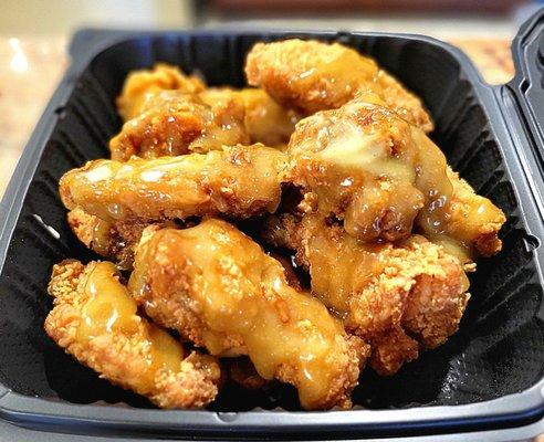 Japanese style fried chicken wings with honey wasabi sauce