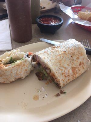 Lingua burrito - it's loaded with flavor but light on the wallet. I can never eat the whole thing. Delish!