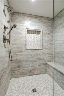 Bathroom remodel done by Diamond Basements and Bathrooms using Home depot materials.