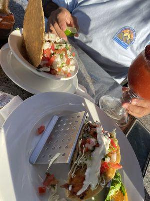 Fish taco, ceviche de pescado