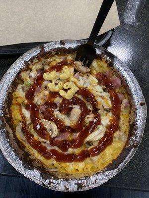 Cheddar Mac and Cheese W/ BBQ and mushrooms