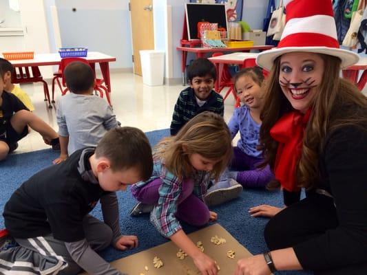 Math is fun! Counting pumpkin seeds on Halloween at Canyon Creek Day School.