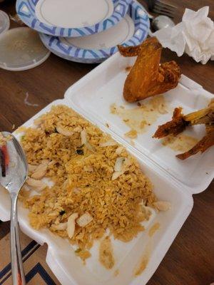 Fried rice and chicken wings