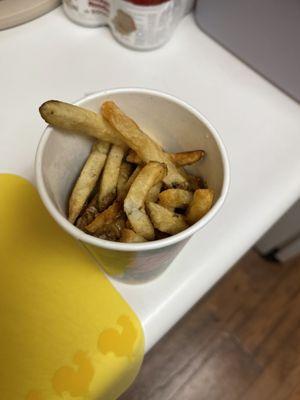 Medium shareable fries, cup not full like it usually is.