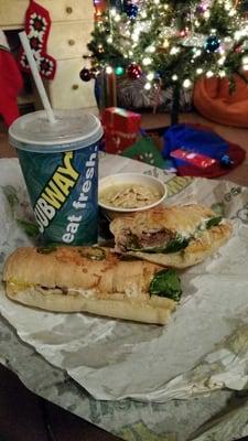 Subway club toasted with broccoli & cheddar soup! Mmmm.. It was so good on a cold rainy day! (Rainy day special. Free was soup!)