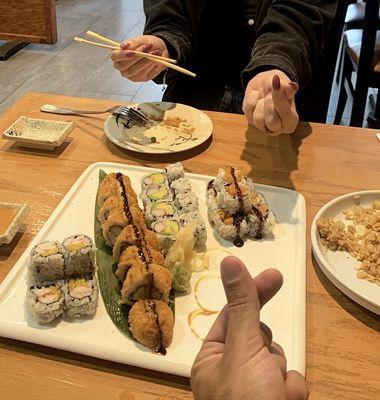 We ordered the Sweet Potato Tempura Roll, Shrimp Mango Roll, California Roll, Deep fried California Roll