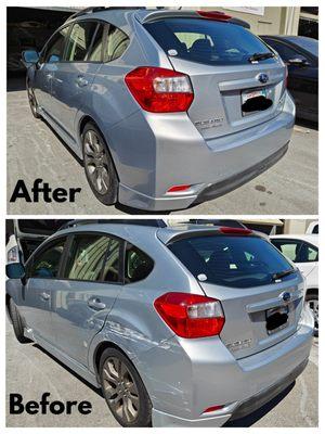 2013 Subaru Impreza Left rear door, quarter, rear bumper repair