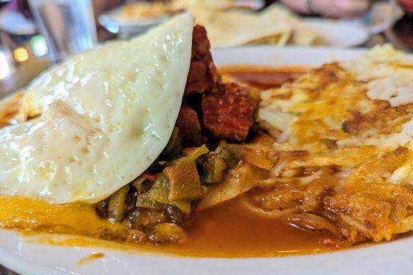 Carne adovada breakfast enchiladas, Christmas