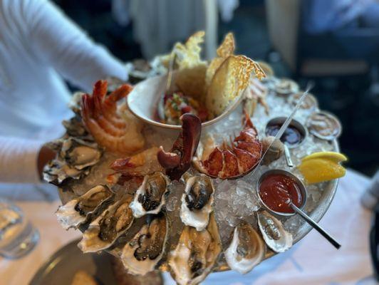 Shellfish Indulgence Platter 7/10. We ordered dozen oyster to start with but they included it in the platter. Is it worth $185? No.