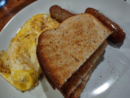 Breakfast #4 eggs, choice of bread or pancakes & a meat for $2 extra