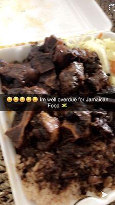 Oxtail Rice and Peas With cabbage