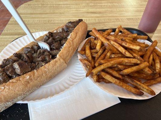 Steak Tips Hot Grill Sandwich