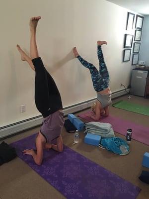 Working on forearm stands.  Carefully challenging ourselves.