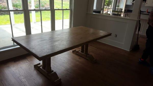 Got this 300 lbs farm table moved in.