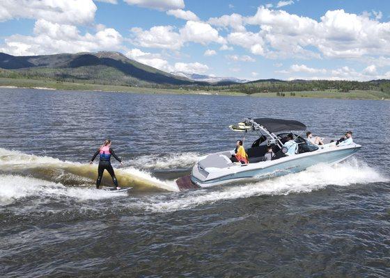 Surfing at Steamboat Lake Marina