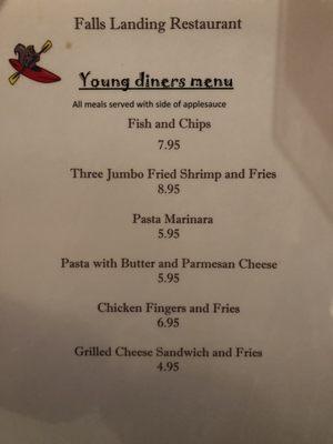 Kids menu