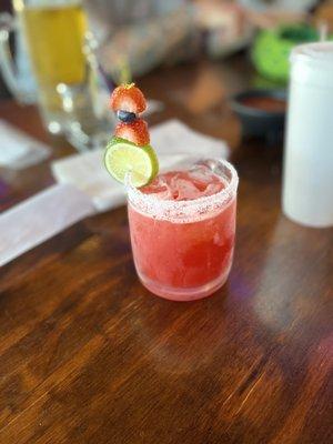 Strawberry margarita on the rocks