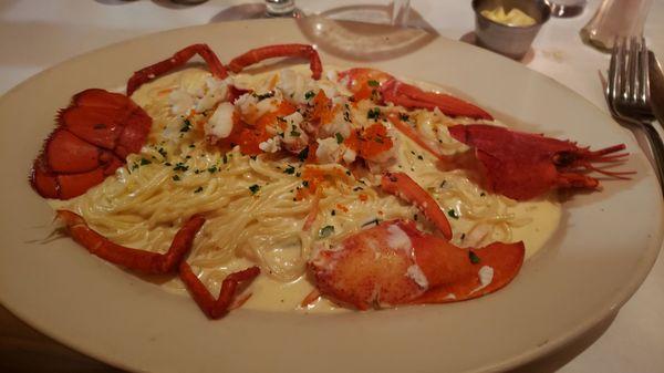 Maine Lobster a la Champagne, julienne vegetables, spaghettini, champagne cream