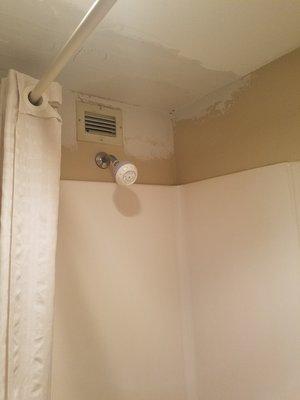 Holes in the ceiling in the bathroom. Just above the shower head. Dirt everywhere!