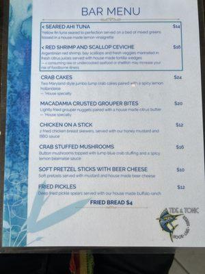 Bar Menu