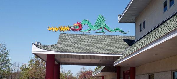 Awesome dragon over the front of the building