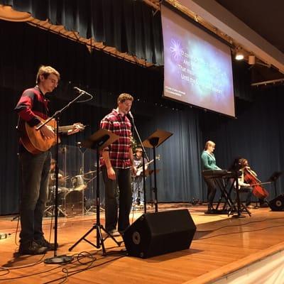 Sunday morning worship rehearsal.