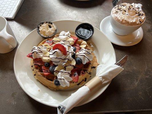 Waffle and hot chocolate