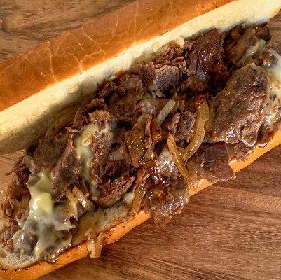 Little Porky's Cheesesteak Hoagie marinated in our original marinade.