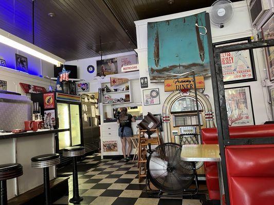 Kitschy retro food and entertainment decor