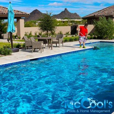 Beautiful day we love what we do Steve cleaning a pool in North Scottsdale