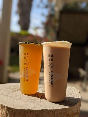 Four seasons tea (left), Ceylon Milk tea (right)