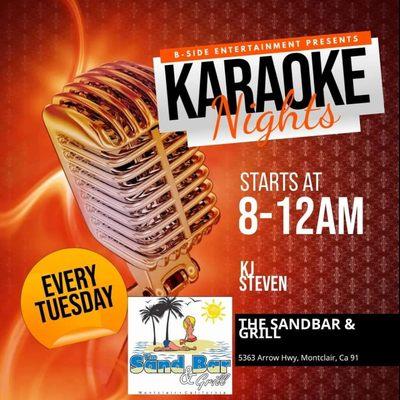 We're Karaoke-ing every Tuesday! Come in to sing and have a few drinks!! Starts at 8