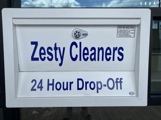 24 Hour Drop-Off Box! Drop off your clothes any time of the day!