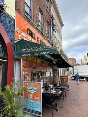 Front of the restaurant with some outdoor seating