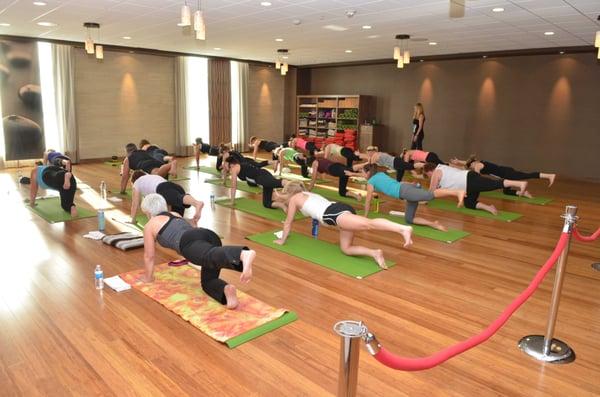 Yoga group fitness class